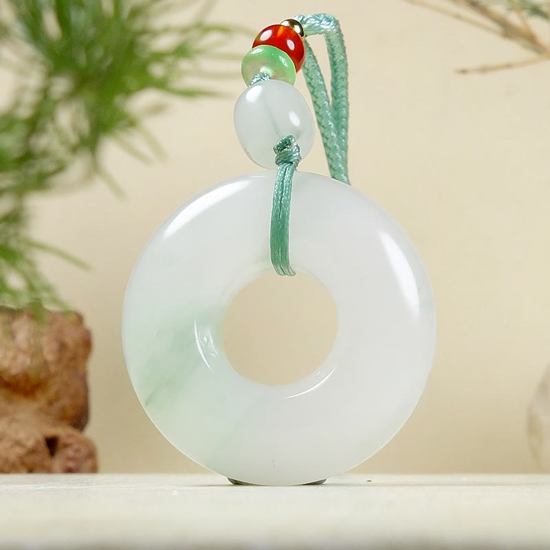 EverestArtstudios Natural Jade Peace Buckle Prosperity Necklace Pendant