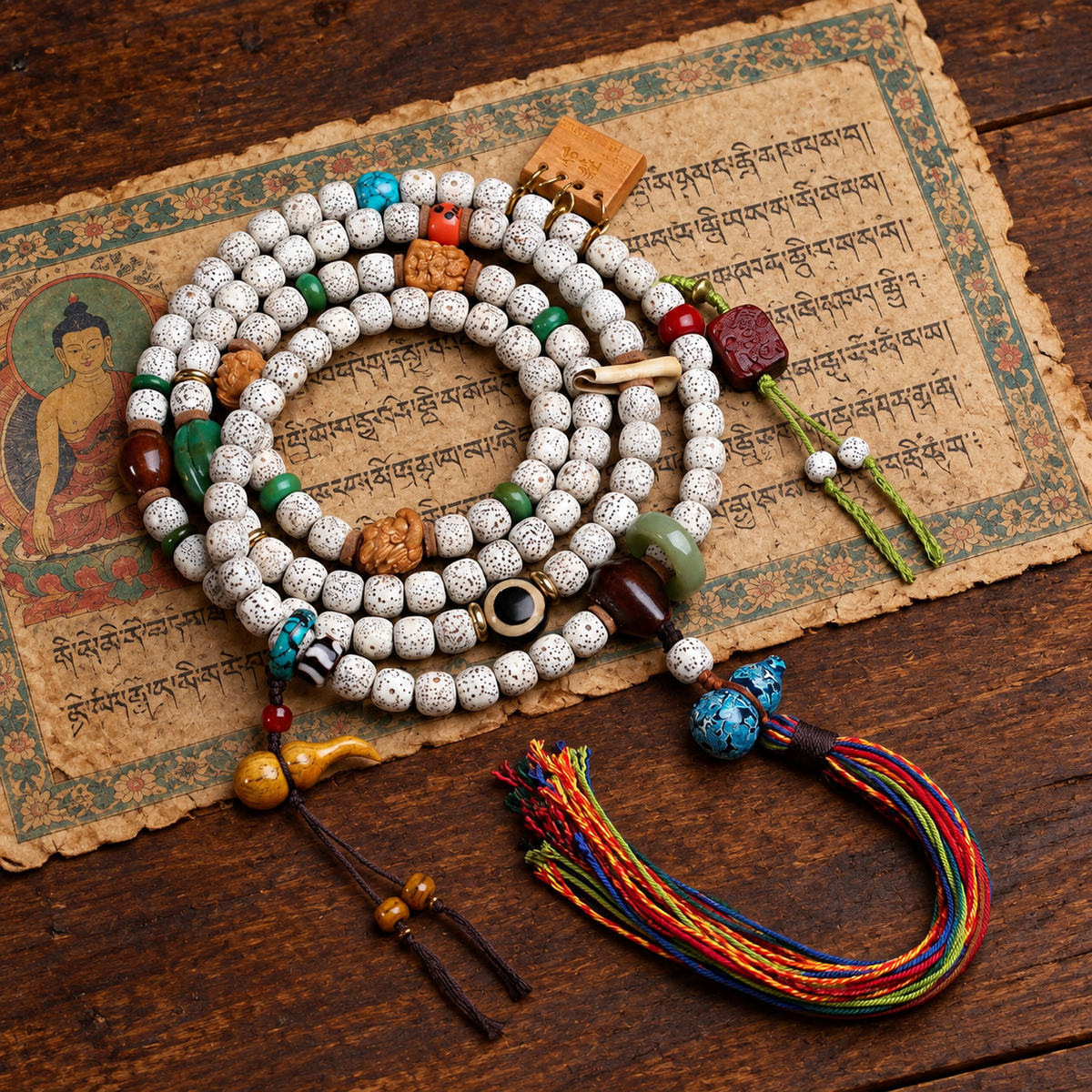 EverestArtstudios Xingyue-Bodhi-Mala, 108 Tonnenperlen/Quasten