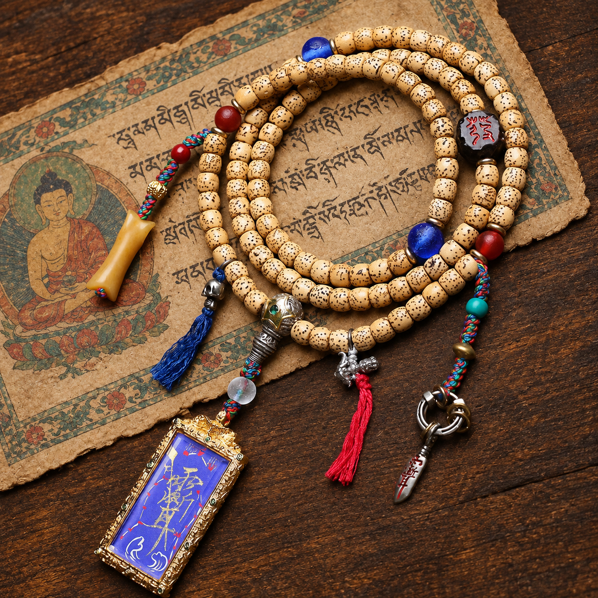 EverestArtstudios Xingyue-Bodhi-Mala, Thangka/Sandelholz