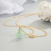 EverestArtstudios Jade Fu Character Copper Coin Peace Buckle Abundance Necklace Pendant