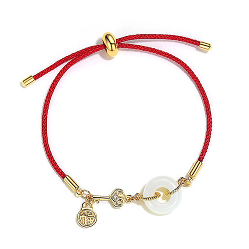 EverestArtstudios "Wishing You Peace and Protection" Jade Red Rope Bracelet Includes Gift Message Card