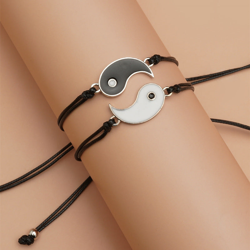 EverestArtStudios 2pcs Yin Yang Hematite Couple Bracelet