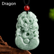 Buddha Stones Natural Green Jade 12 Chinese Zodiac Luck Prosperity Necklace Pendant
