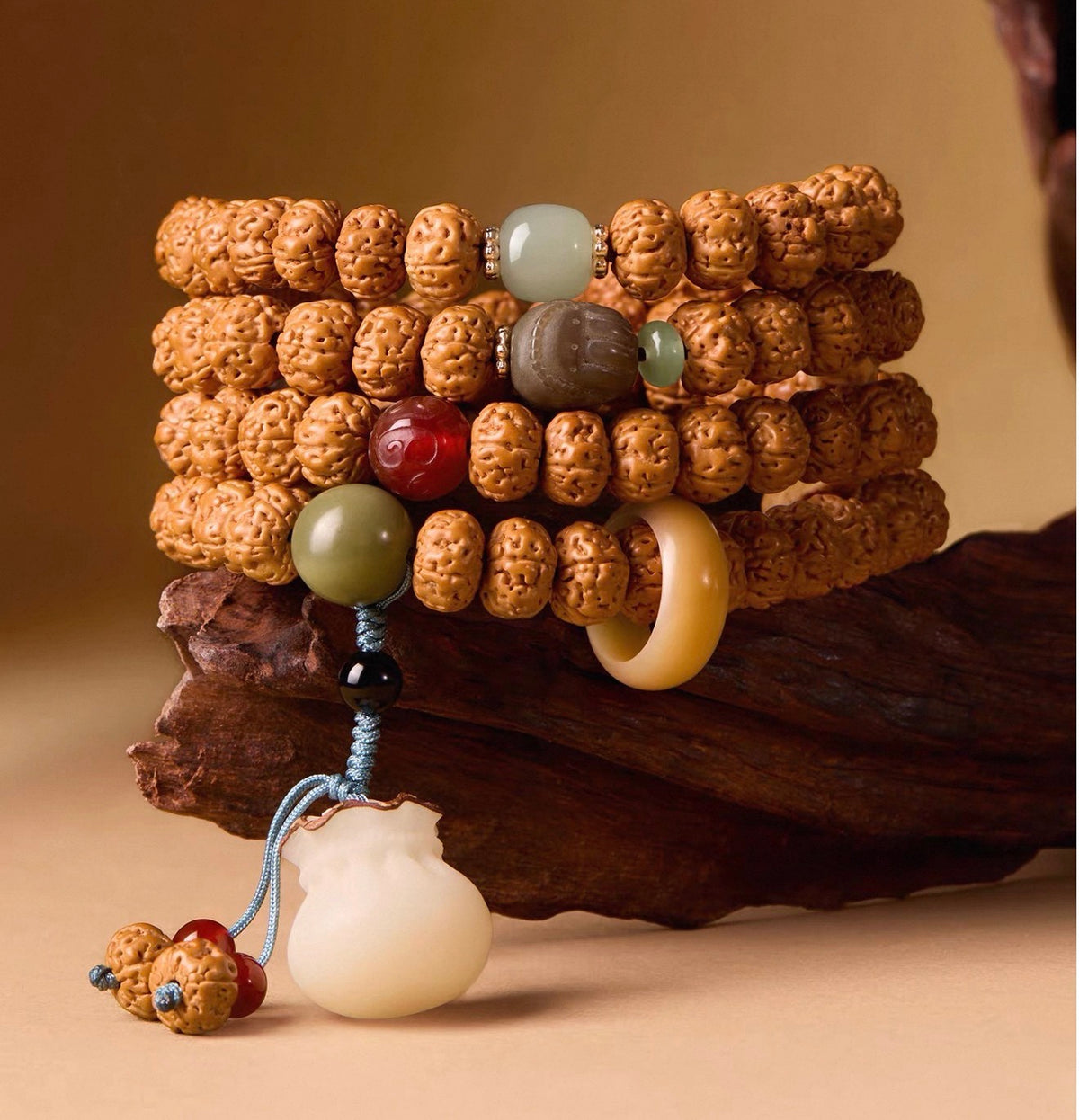 EverestArtStudios Natural Vajra Bodhi Seed Mala Necklace / Bracelet – 108 Beads (8mm)