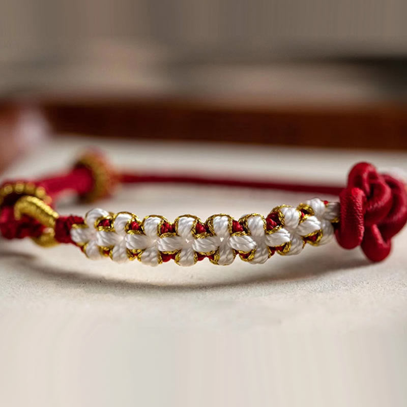 EverestArtstudios Handmade True Love Knot Peach Blossom Charm Luck Rope Bracelet