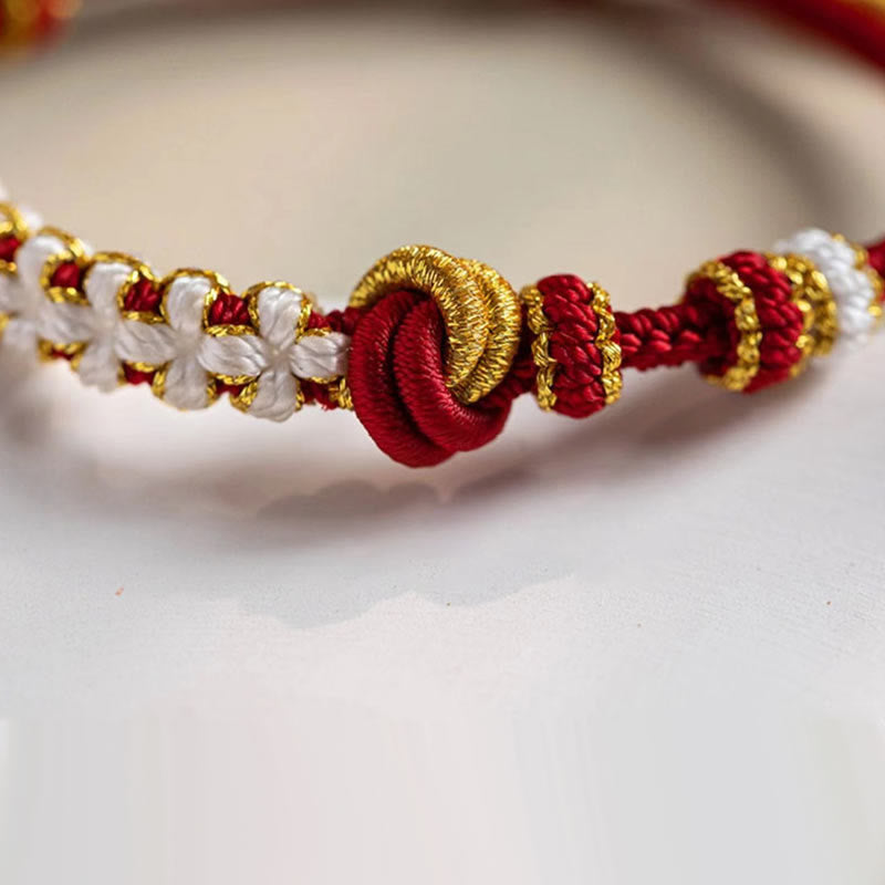 EverestArtstudios Handmade True Love Knot Peach Blossom Charm Luck Rope Bracelet
