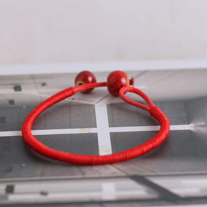 EverestArtStudios FengShui Lucky Red String Ceramic Bracelet