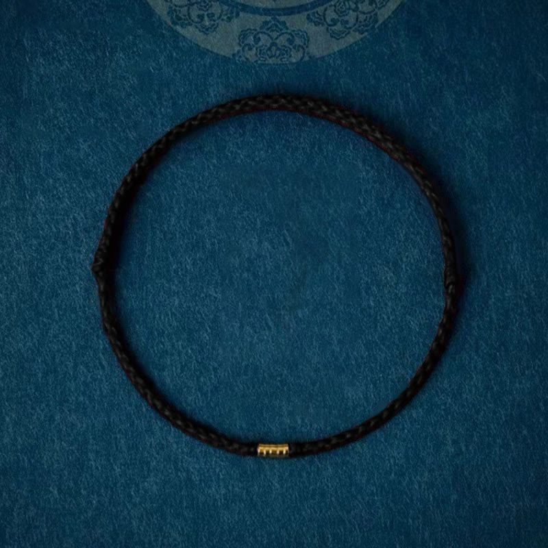 EverestArtStudios 925 Sterling Silver Auspicious Golden Bead Braided String Bracelet and Anklet