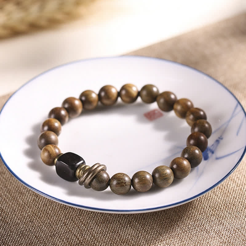 Buddha Stones Tibetan Green Sandalwood Crystal Soothing Peace Bracelet