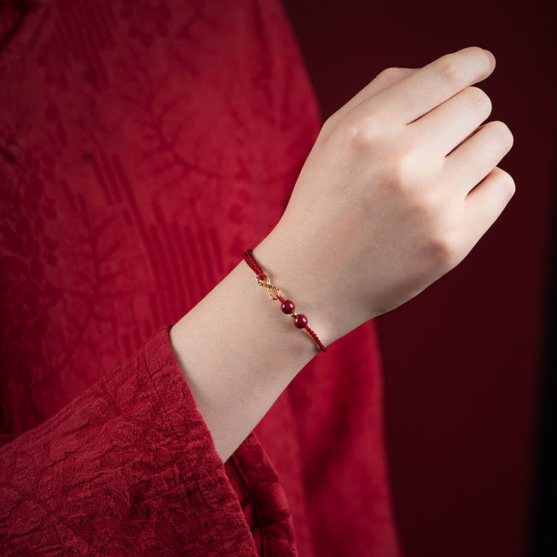 EverestArtStudios Cinnabar Blessing Red String Golden Infinity Symbol Bracelet Anklet