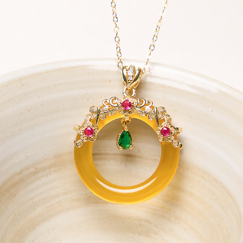 EverestArtstudios Green Chalcedony Peace Buckle Design Strength Necklace Pendant