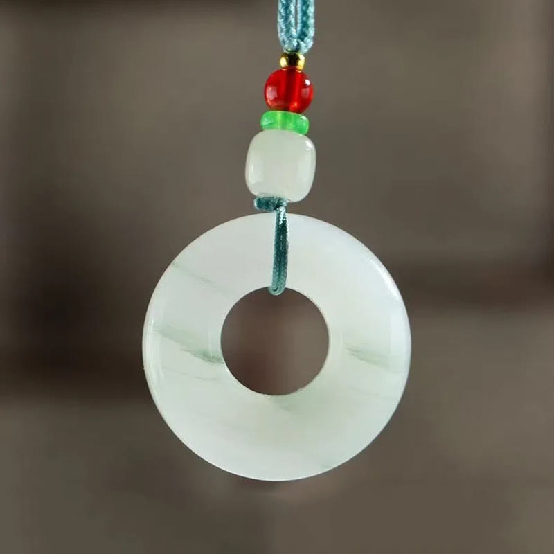 EverestArtstudios Natural Jade Peace Buckle Prosperity Necklace Pendant