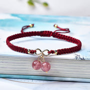 Buddha Stones Natural Strawberry Quartz Amethyst Green Phantom Bead Positive Bracelet