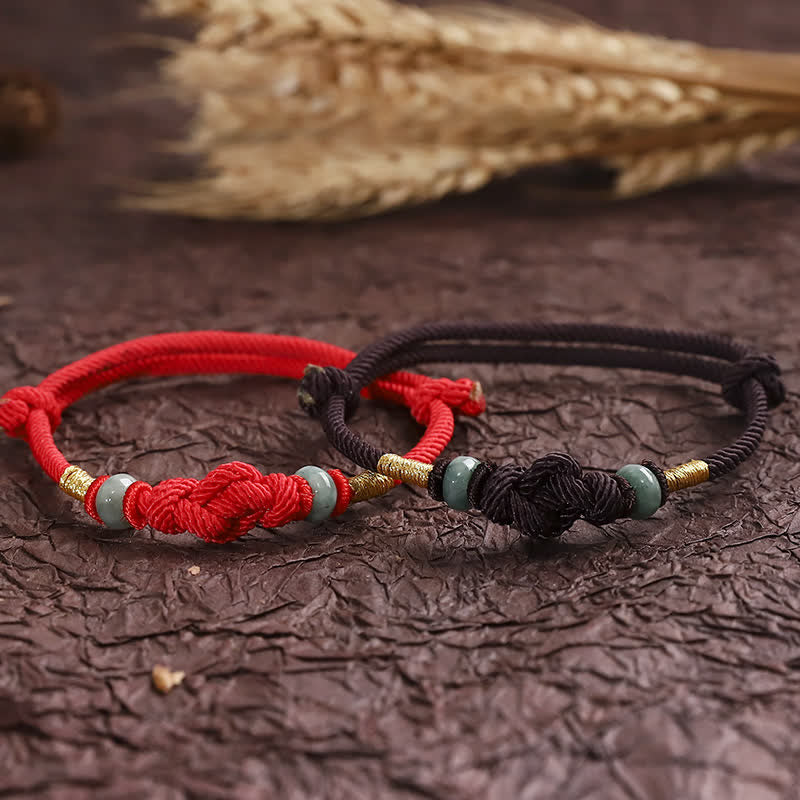 EverestArtStudios Red String Jade Luck Fortune Knot Braided Couple Bracelet