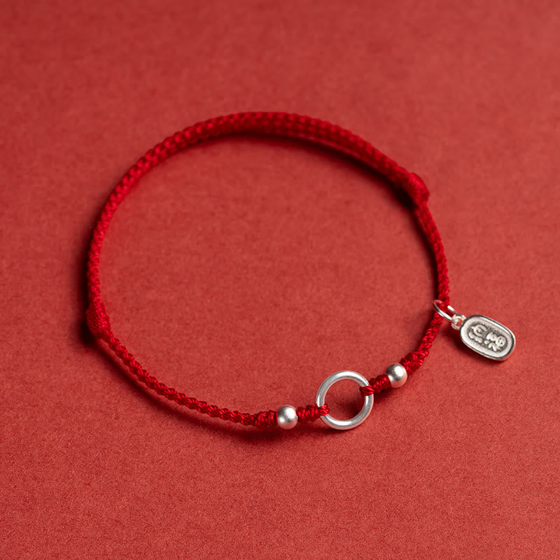 EverestArtstudios 925 Sterling Silver Lucky Fortune Peace Joy Lotus Peace Buckle Red String Bracelet