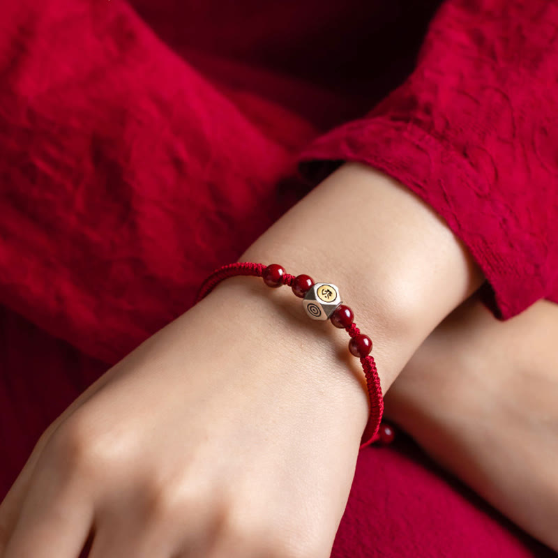 Buddha Stones 925 Sterling Silver Chinese Zodiac Cinnabar Calm Bracelet