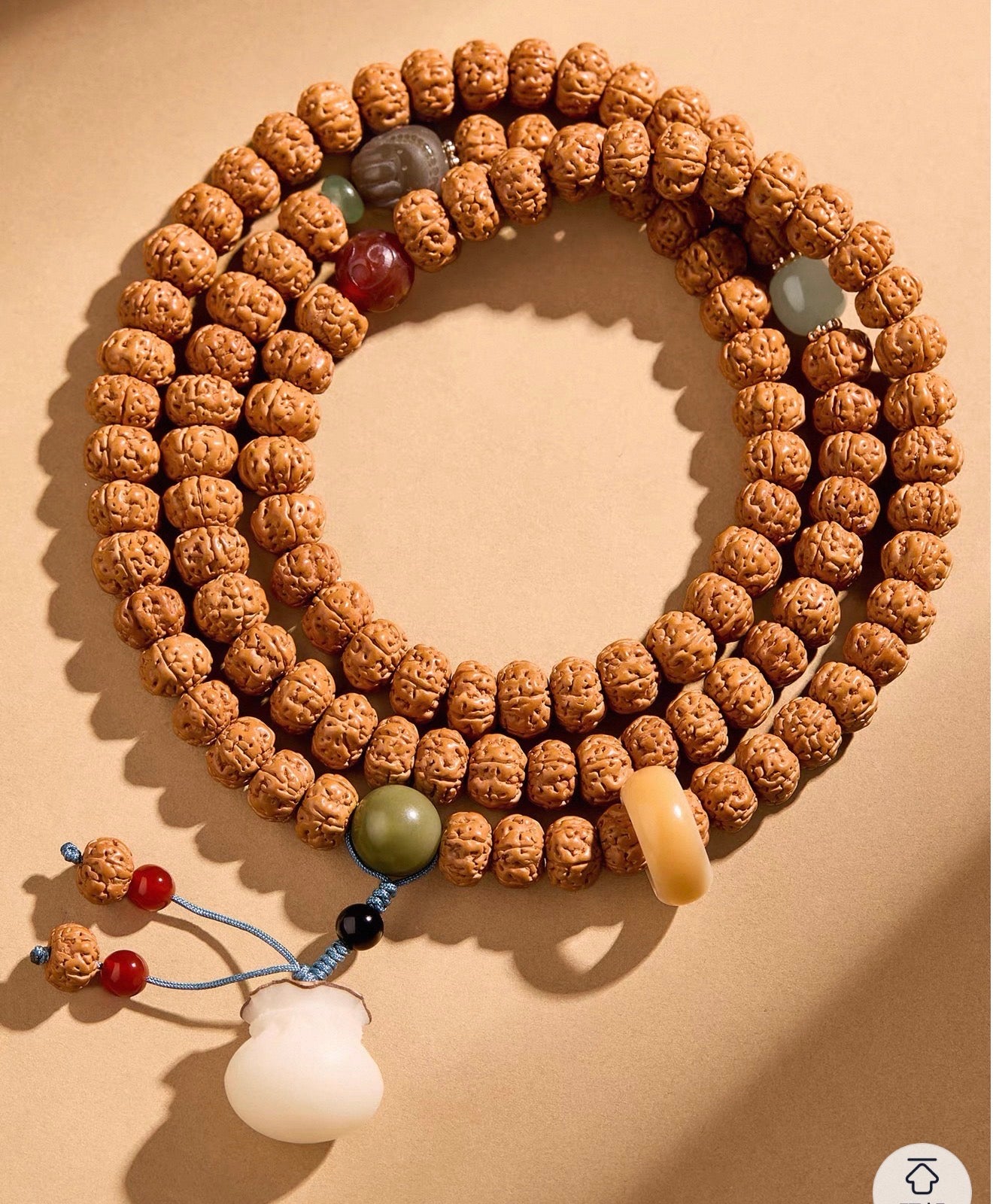 EverestArtStudios Natural Vajra Bodhi Seed Mala Necklace / Bracelet – 108 Beads (8mm)