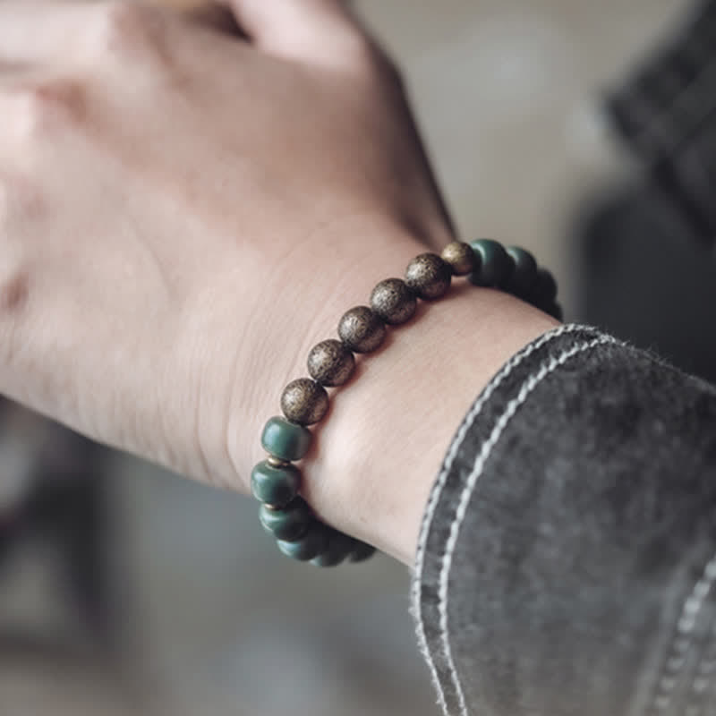 Buddha Stones Tibetan Cyan Bodhi Seed Copper Success Bracelet