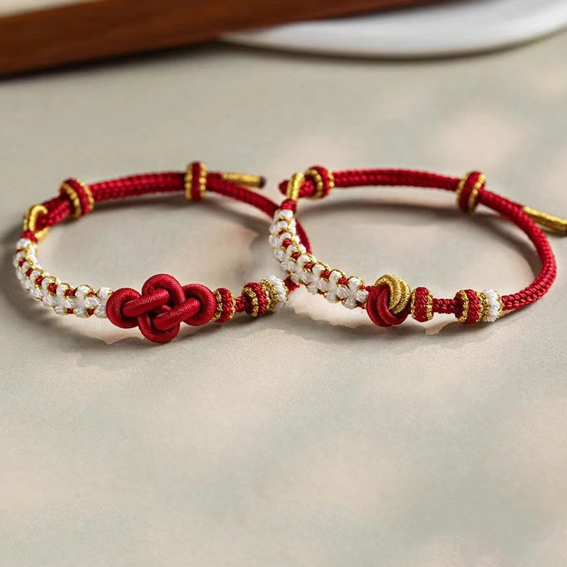 EverestArtstudios Handmade True Love Knot Peach Blossom Charm Luck Rope Bracelet
