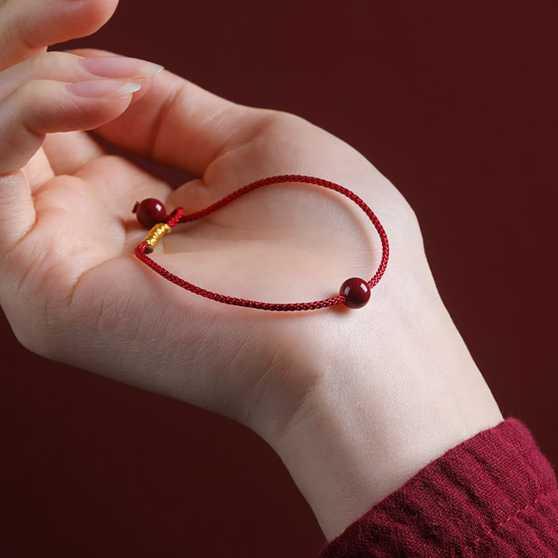 EverestArtstudios Natural Cinnabar Red Agate Blessing Red String Bracelet