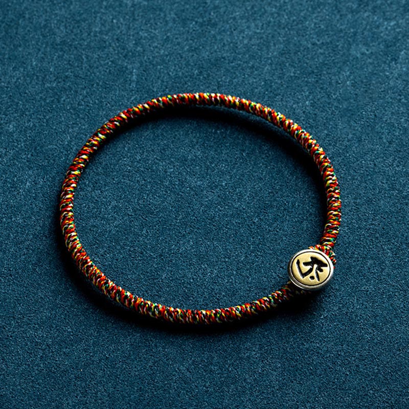 Buddha Stones Handmade 925 Sterling Silver Chinese Zodiac Protection Colorful Rope Bracelet
