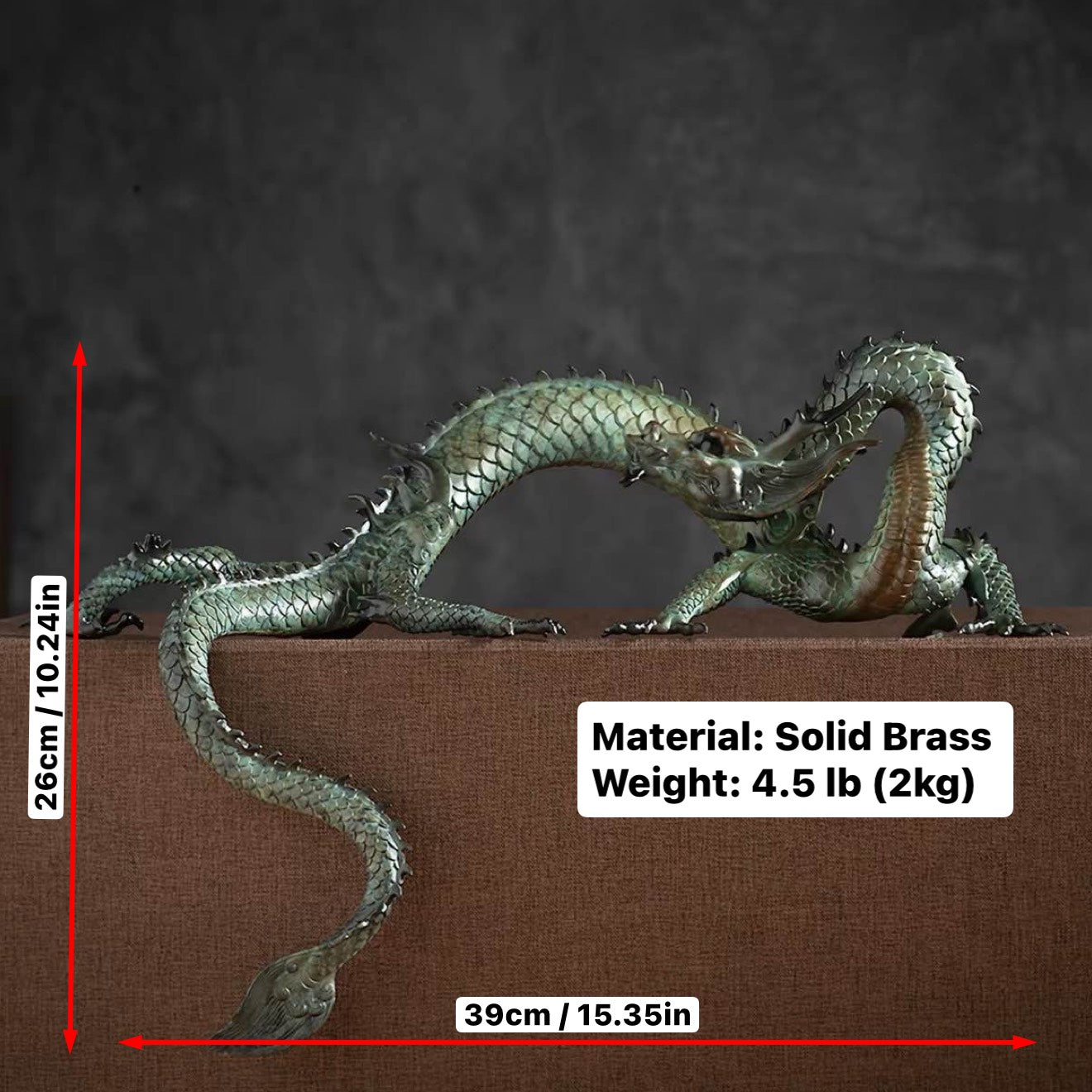 EverestArtStudios Multicolor Handcrafted Brass Dragon Statue: Tibetan Feng Shui Decor