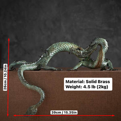Handcrafted Brass Dragon Statue: Tibetan Feng Shui Decor