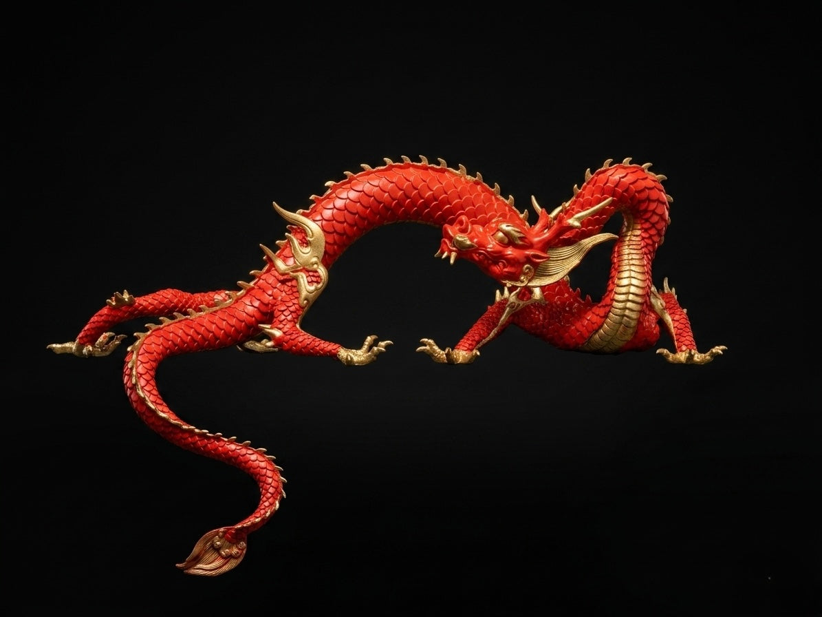 EverestArtStudios Multicolor Handcrafted Brass Dragon Statue: Tibetan Feng Shui Decor