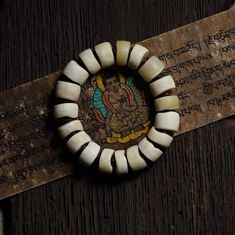EverestArtStudios Natural Yak Bone Bracelet – Tibetan Style Bone Bead Bracelet – Organic Freeform Mala Bracelet – Handmade Unisex Spiritual Jewelry – Meditation Gift