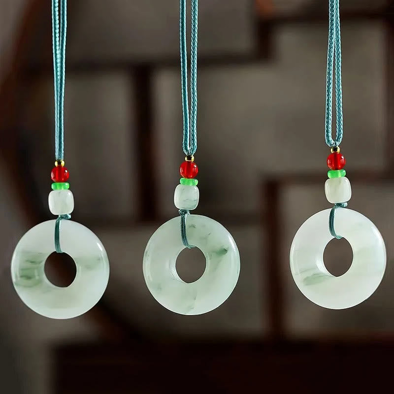 EverestArtstudios Natural Jade Peace Buckle Prosperity Necklace Pendant