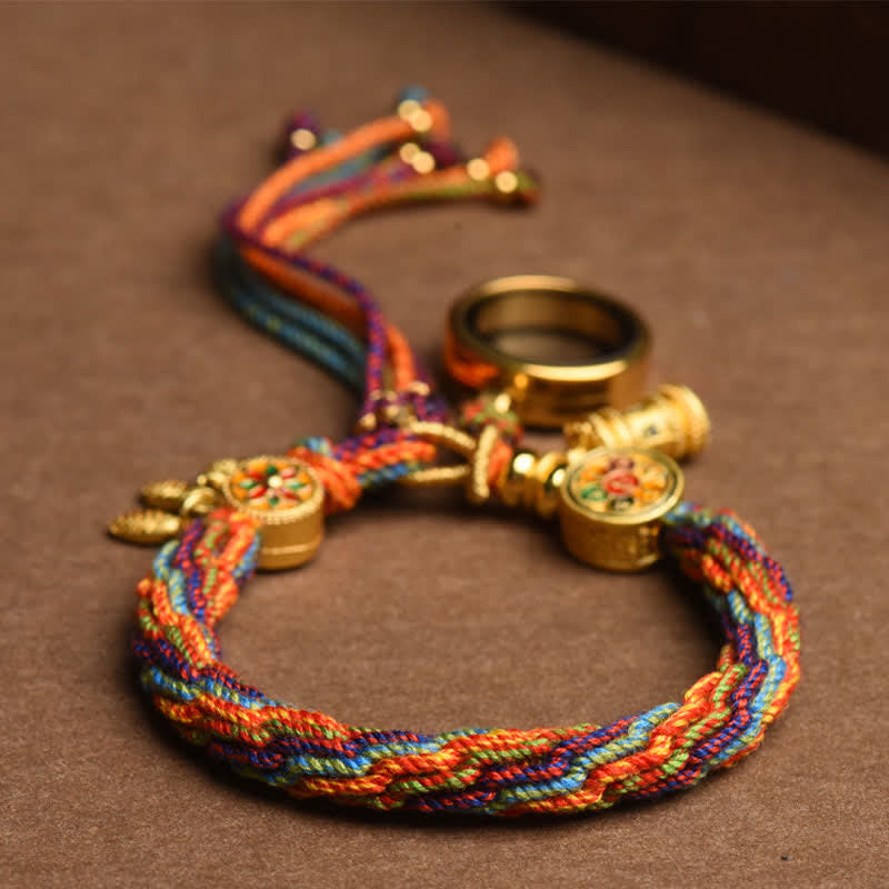 EverestArtStudios Tibetan Om Mani Padme Hum Dreamcatcher Luck Colorful Reincarnation Knot String Bracelet