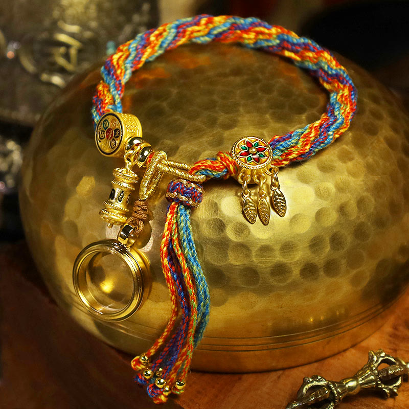 EverestArtStudios Tibetan Om Mani Padme Hum Dreamcatcher Luck Colorful Reincarnation Knot String Bracelet