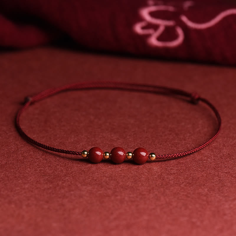 EverestArtstudios Natural Lucky Cinnabar Bead Blessing String Bracelet Anklet