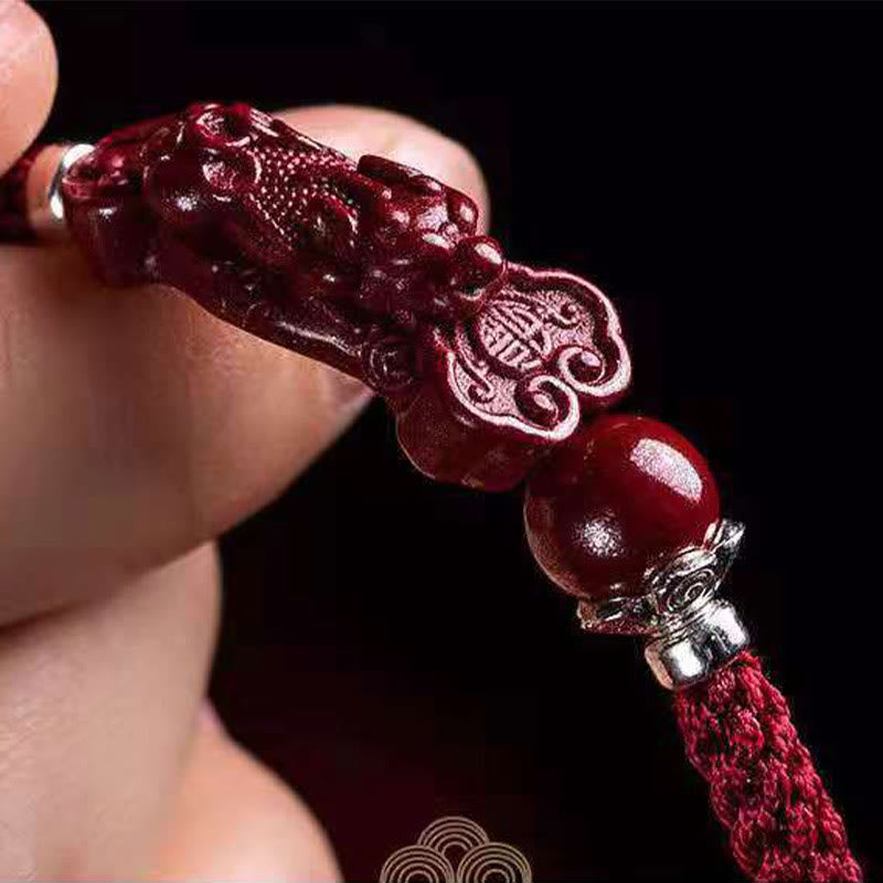 EverestArtstudios Handcrafted PiXiu Cinnabar Wealth Luck Braided Bracelet