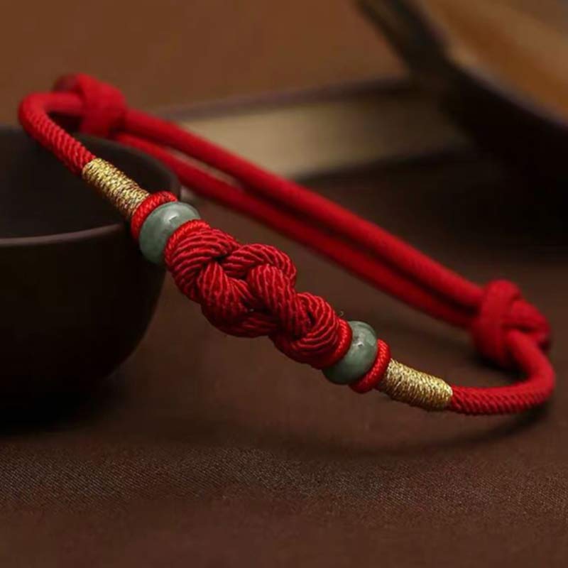 EverestArtStudios Red String Jade Luck Fortune Knot Braided Couple Bracelet