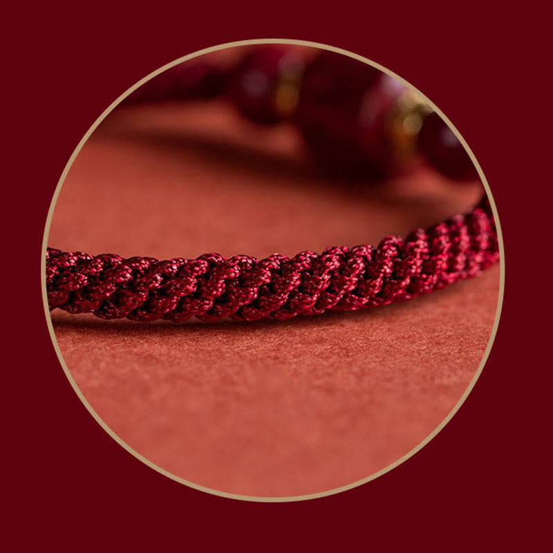 EverestArtstudios Tibet Cinnabar Om Mani Padme Hum Engraved Blessing Braided Bracelet