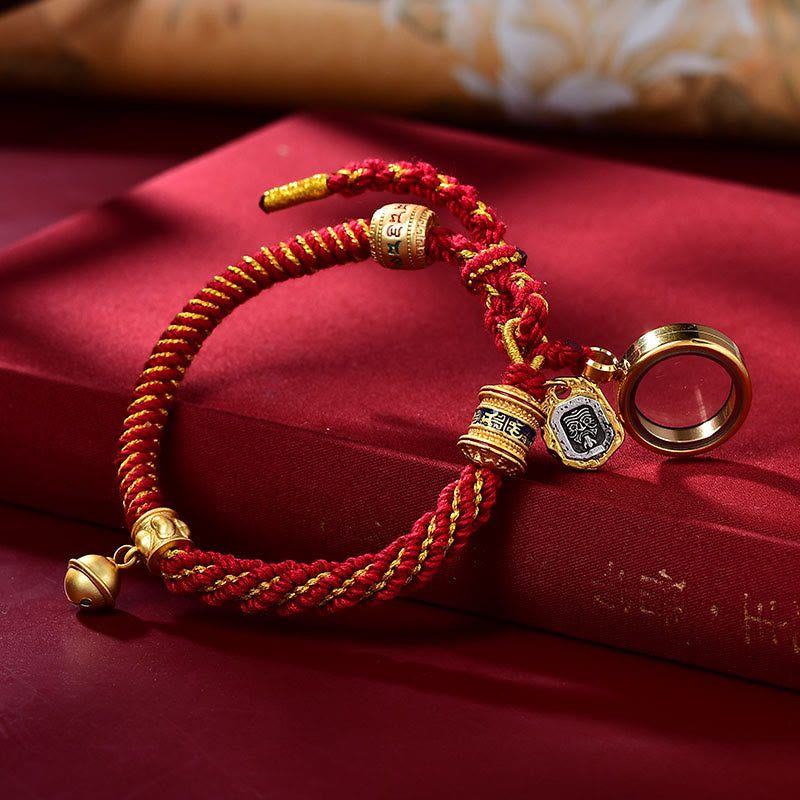 EverestArtStudios Tibetan Om Mani Padme Hum Carved Zakiram Goddess of Wealth Charm Amulet Bracelet
