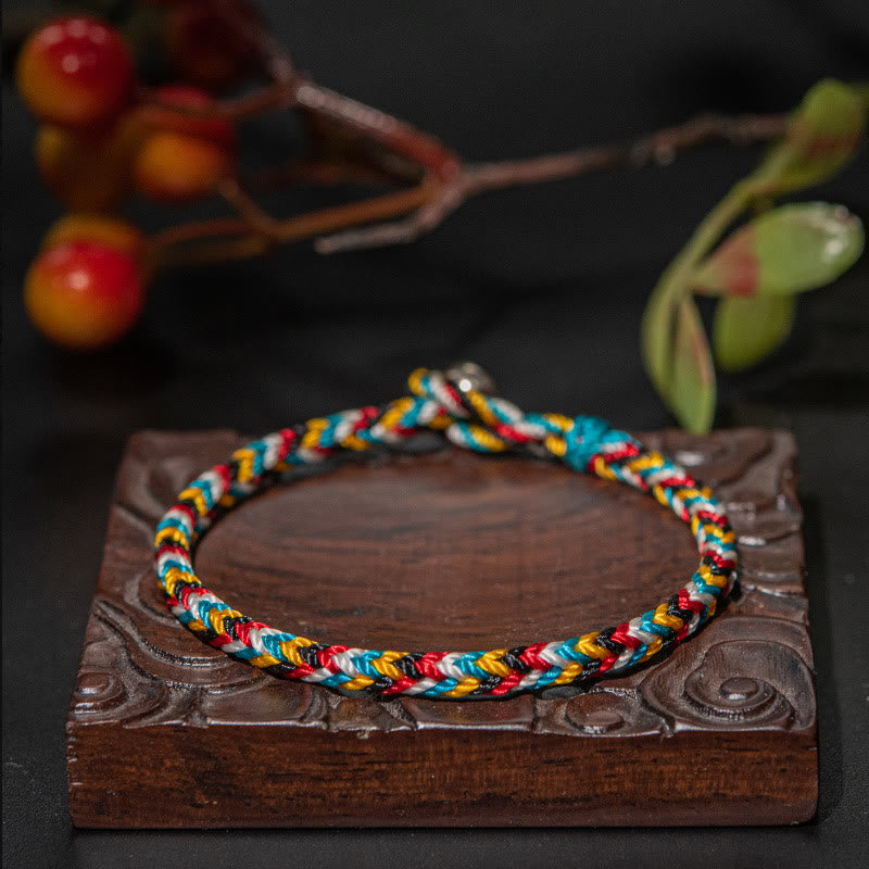 EverestArtstudios Tibet Handmade Five Color Thread Protection Braid String Bracelet