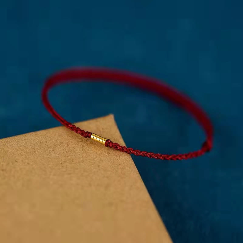 EverestArtStudios 925 Sterling Silver Auspicious Golden Bead Braided String Bracelet and Anklet