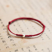 EverestArtstudios 925 Sterling Silver Luck Bead Protection Red String Thin Cord Braided Bracelet