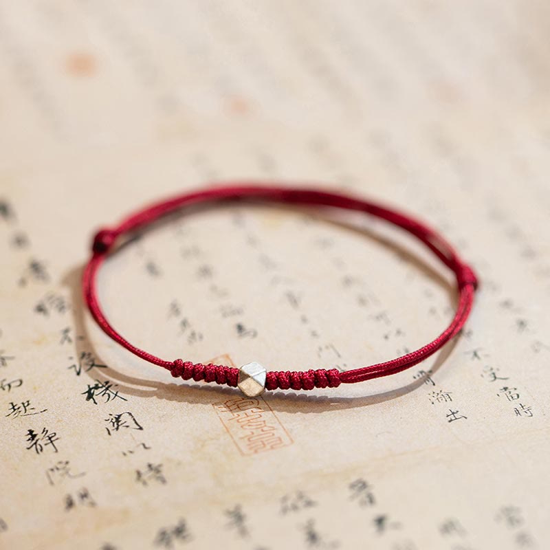 EverestArtstudios 925 Sterling Silver Luck Bead Protection Red String Thin Cord Braided Bracelet