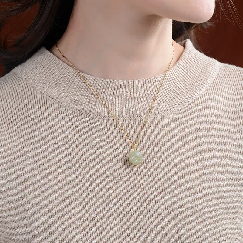EverestArtstudios 925 Sterling Silver Hetian White Jade Cute Cat Paw Luck Necklace Pendant