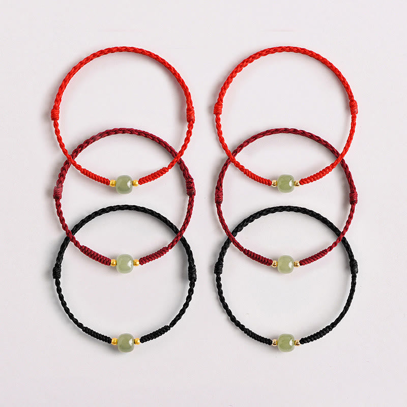 EverestArtstudios Handmade Jade Lucky Bead Prosperity Braided Bracelet