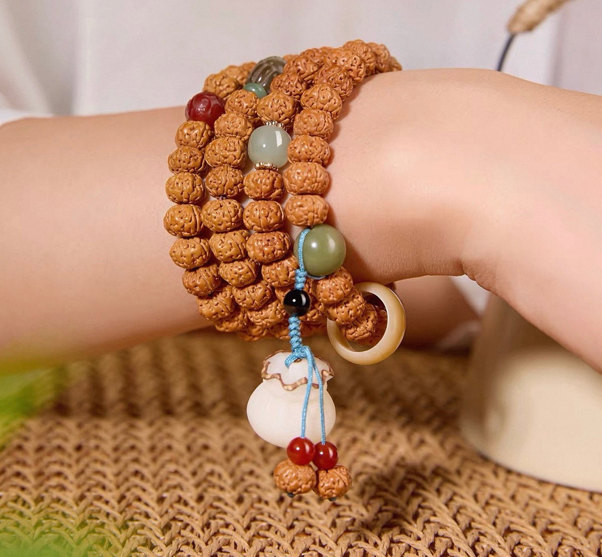 EverestArtStudios Natural Vajra Bodhi Seed Mala Necklace / Bracelet – 108 Beads (8mm)