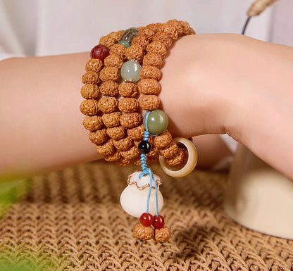 EverestArtStudios Natural Vajra Bodhi Seed Mala Necklace / Bracelet – 108 Beads (8mm)