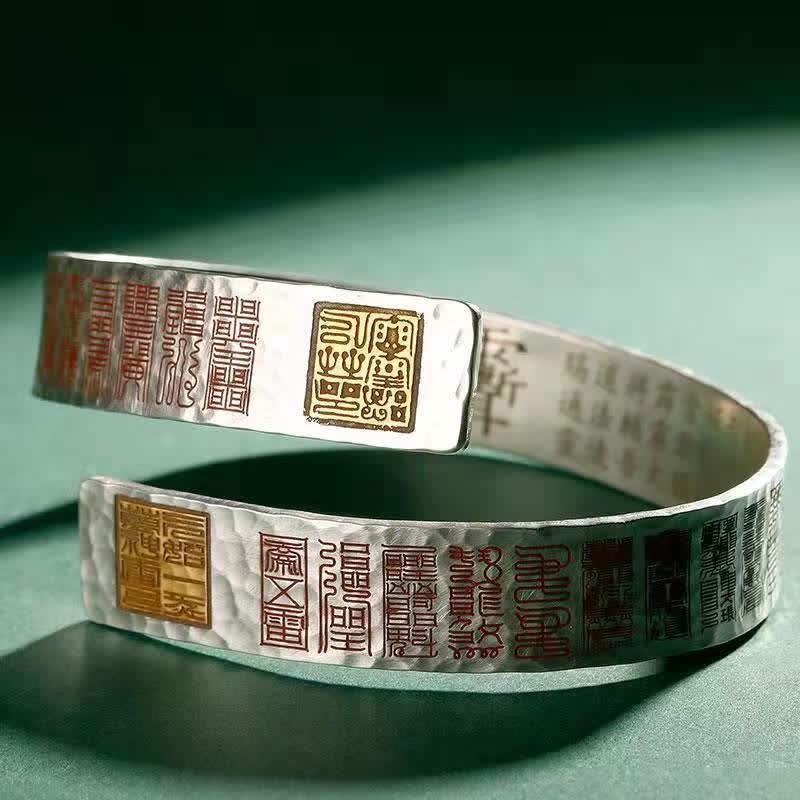Buddha Stones Letters Copper Balance Healing Cuff Bracelet Bangle