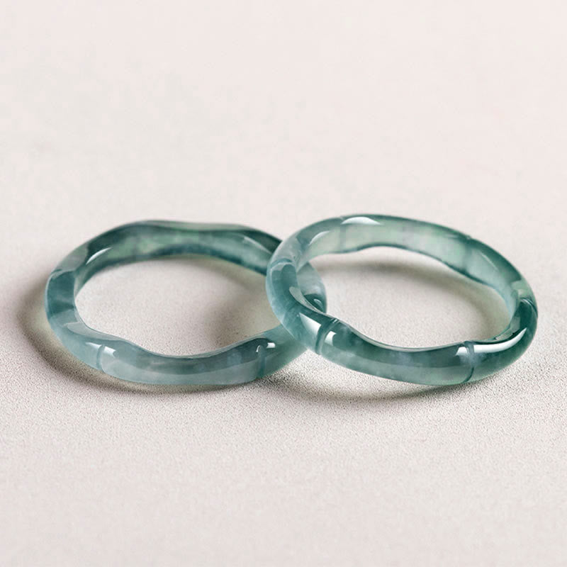 EverestArtstudios Natural Jade Bamboo Prosperity Abundance Ring