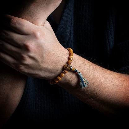 Handcrafted Yak Bone Skull Mala Bracelet: Tibetan Prayer Beads