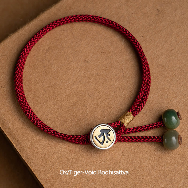 EverestArtStudios 925 Sterling Silver Handmade Chinese Zodiac Natal Buddha Cyan Bodhi Seed Protection Braided Red String Bracelet