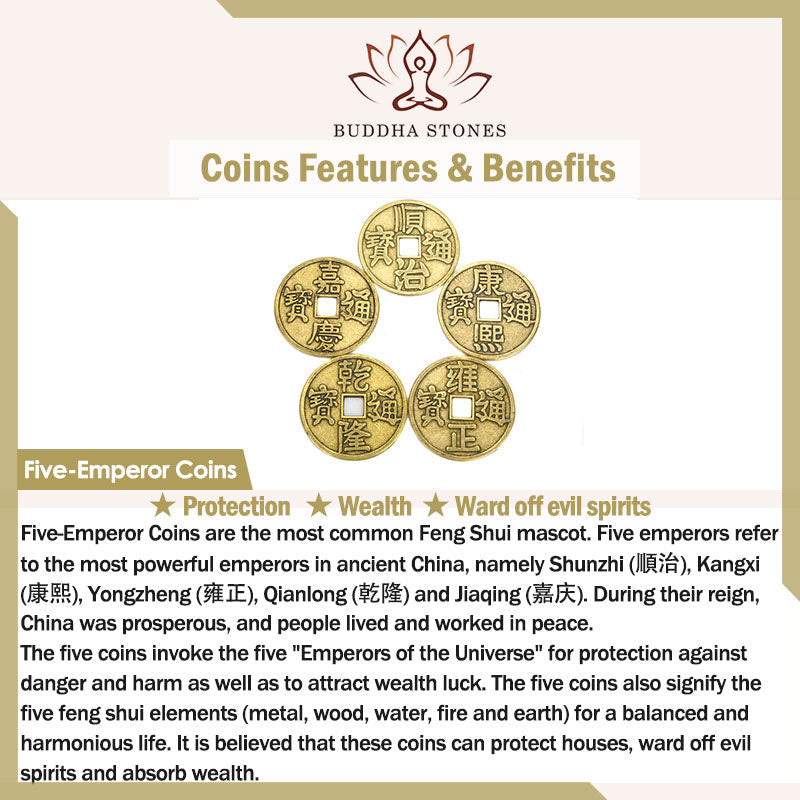 Buddha Stones Handmade Five Emperor Coins Wealth String Braided Bracelet